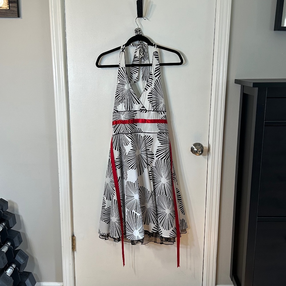 Black and White print halter dress